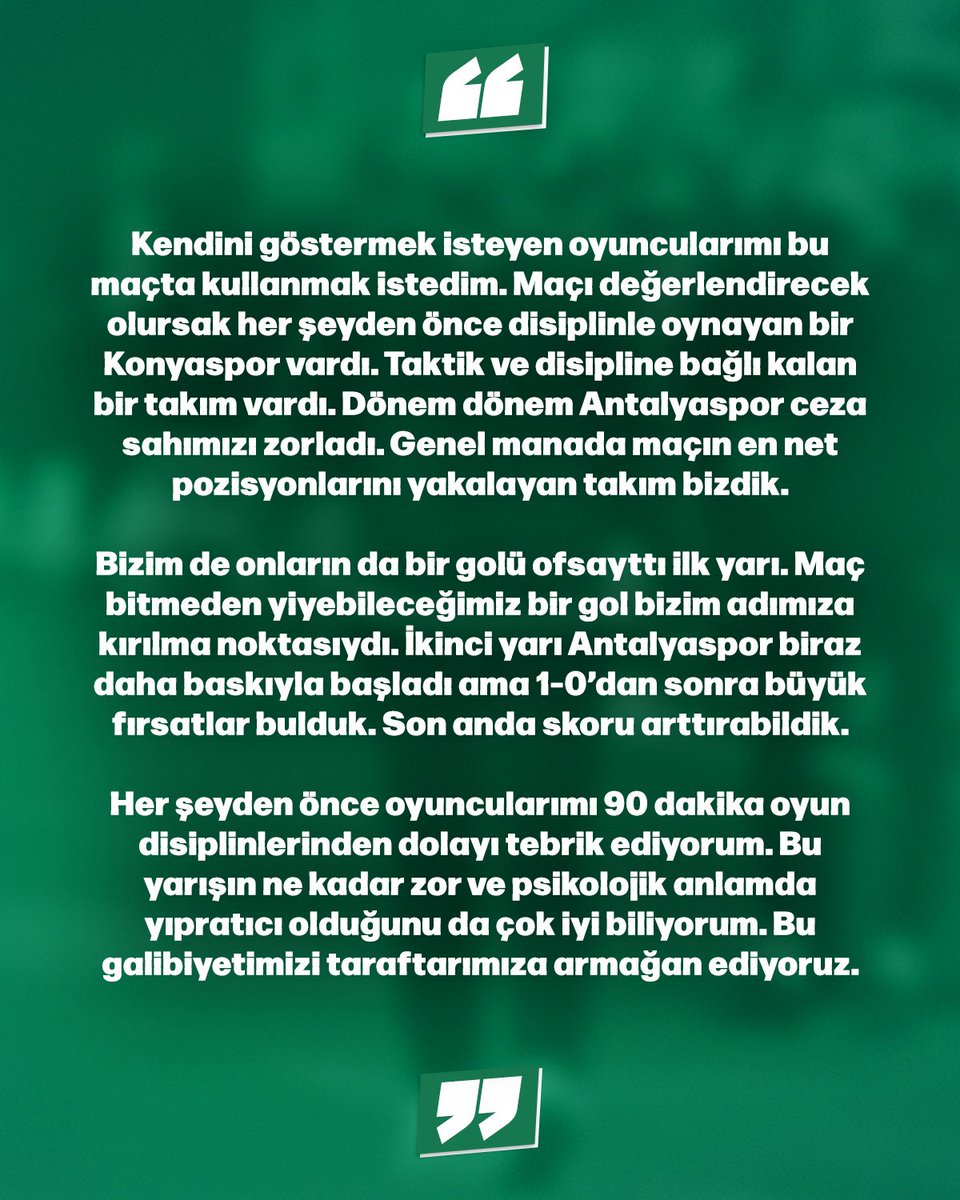 konyaspor's tweet photo. 🎙️ Teknik Direktörümüz İlhan Palut, Hesapcom Antalyaspor galibiyetimiz sonrası açıklamalarda bulundu. https://t.co/E8f0qB3lat