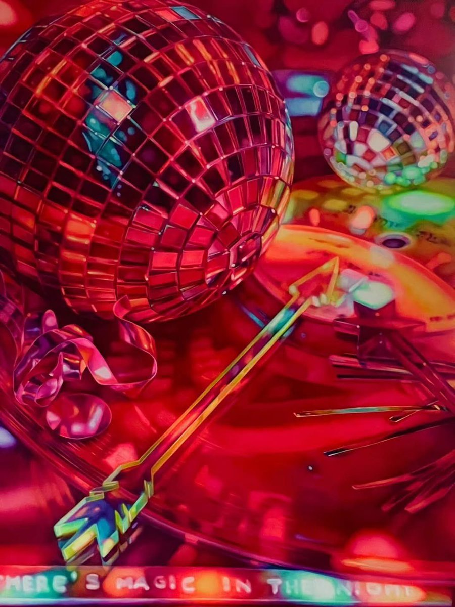 FlyingHorseWalk's tweet photo. @George_Thornton New,  Original Art by Kate Brinkworth. Breathtakingly cool. Distinctive and aesthetically timeless. How would this  painting sit in your home ? 🫵 #oilpainting #discoball #contemporaryart #redpainting https://t.co/Pew1OWuZiM