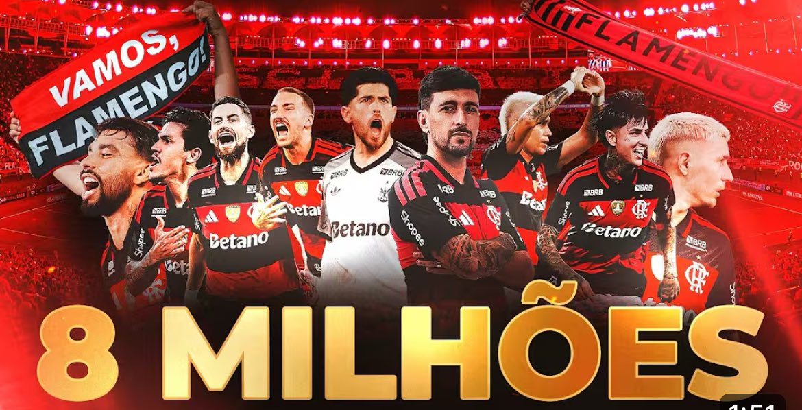 MarcoMampreso's tweet image. 🚨🚨🔥

Nella giornata odierna il #Flamengo ha raggiunto gli 8 Milioni di iscritti sul proprio canale #Youtube (@flamengotv)

La scelta strategica di trasmettere le partite del #Mengão all'estero sta dando i suoi frutti: il brand #rubronegro è sempre più globale e la sua