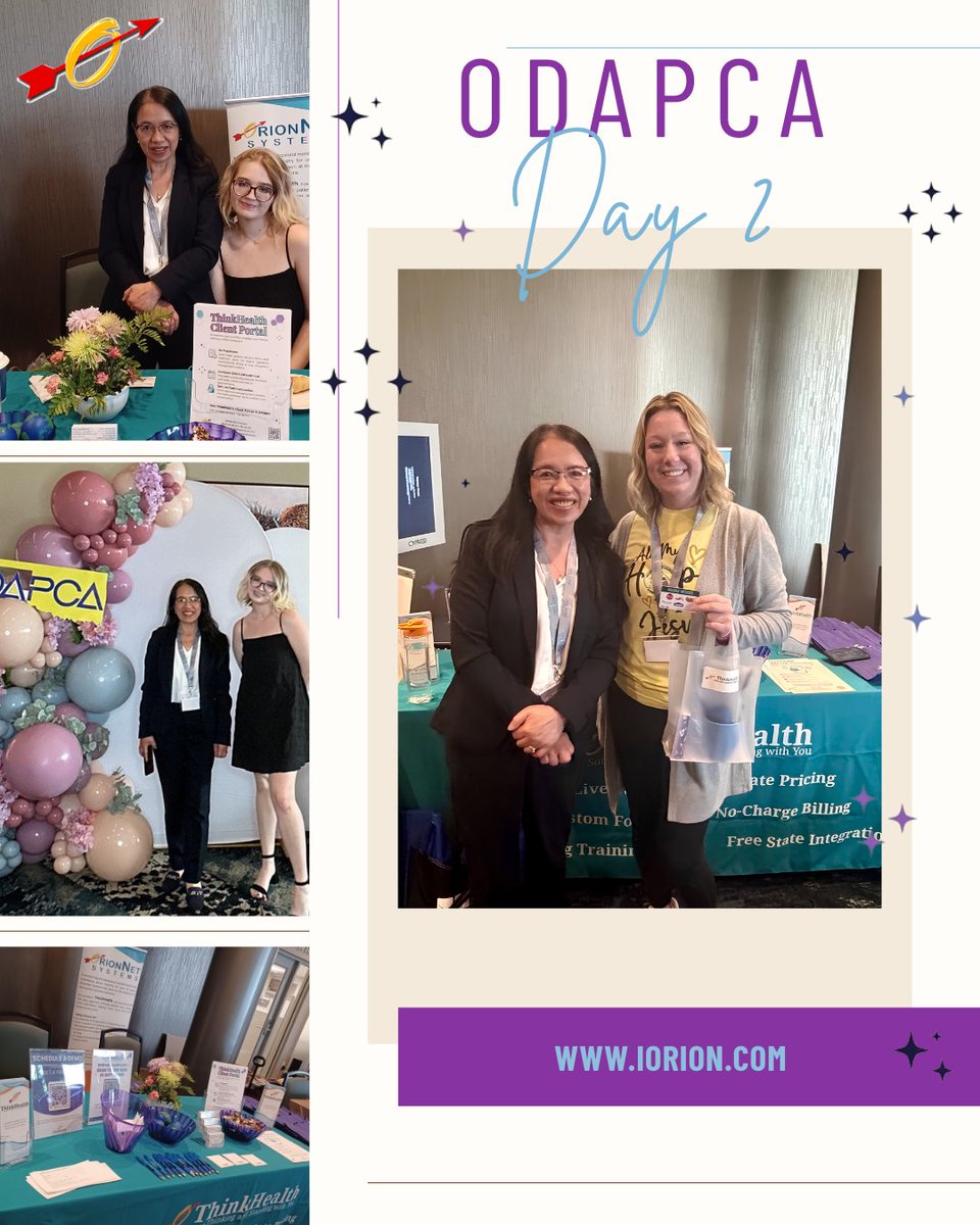 ThinkHealth's tweet photo. ODAPCA Day 2 was a wrap! ✨

We had an incredible time connecting with so many dedicated clinicians and sharing how OrionNet Systems can support your mission. 🤝

Stay tuned... our giveaway winner will be announced in our next post! 🏆

#ODAPCA #OrionNet #BehavioralHealth #EHR https://t.co/l0DHE8wGXR
