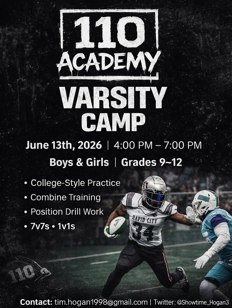 Showtime_Hogan3's tweet photo. I’ve dreamed of these moments and God is making them reality.  1st Annual 110 Academy Youth and High School Camp! 

Come learn from high school &amp; collegiate coaches, former professional athletes, and men who’ve decades of experience and dedication to this game!

Become #110 https://t.co/QsAjZWcwg8