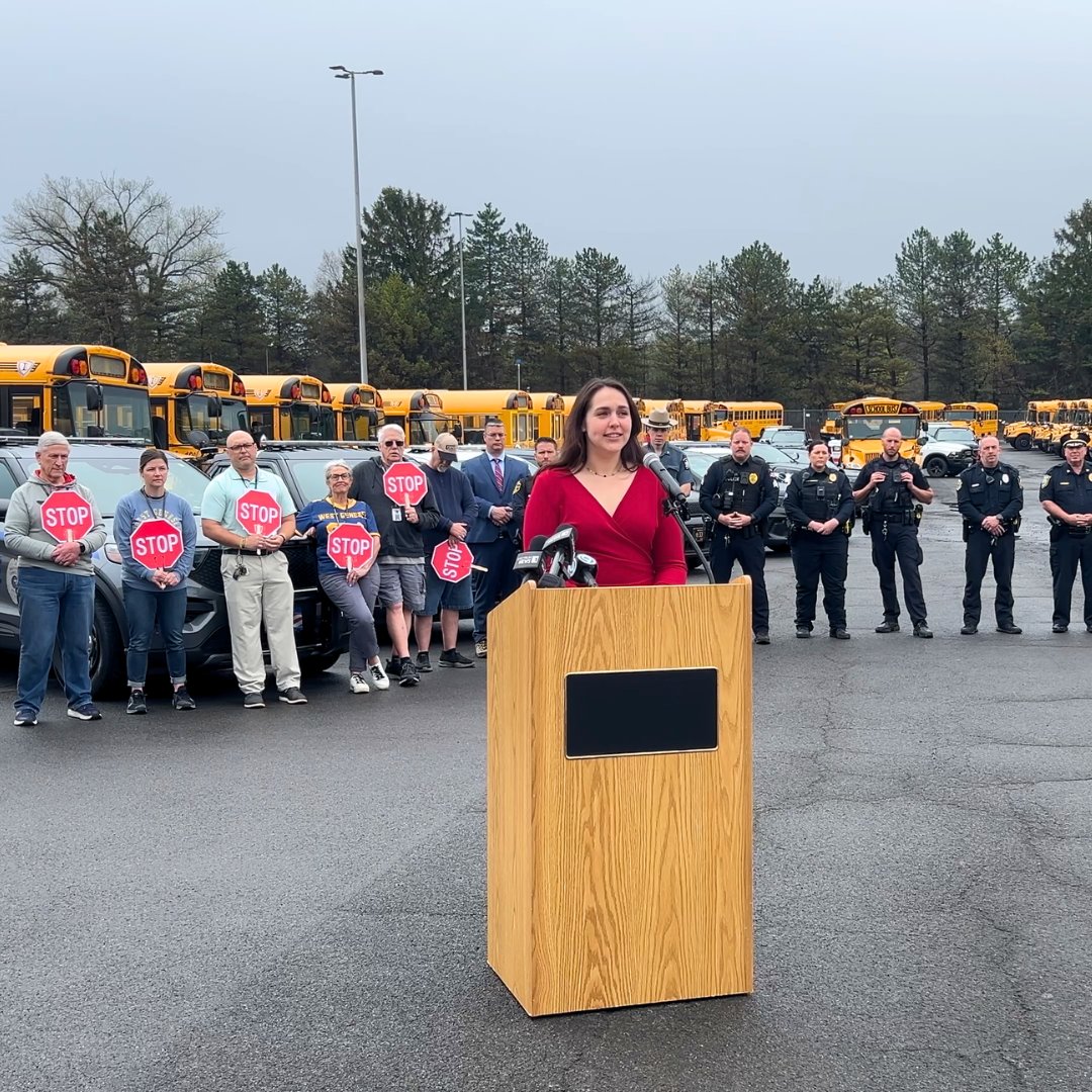 AAA_WCNY's tweet photo. Another busy week at AAA WCNY! 
🚸We were pleased to take part in Operation Safe Stop with @OCTSAB 🚫, where @VPumaNews shared important school bus safety reminders—please use extra caution this spring 🚏
📵 @ElizCareyBflo met up with Trinity Wilson from @News_8 to spotlight #DistractedDrivingAwarenessMonth and motorcycle safety 🏍️
🎓 We went back to school at @sunyoswego, where our Travel and PR teams enjoyed connecting with students.
🎂 And we’re wishing all the best to @JordanNorkus as she moves on to the next stage of her career. Buffalo will miss you! 💙
Have a safe weekend! 🌼