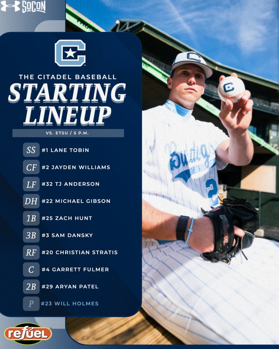 CitadelBaseball's tweet image. Starting 9️⃣ for the 🐶!

#jOURney