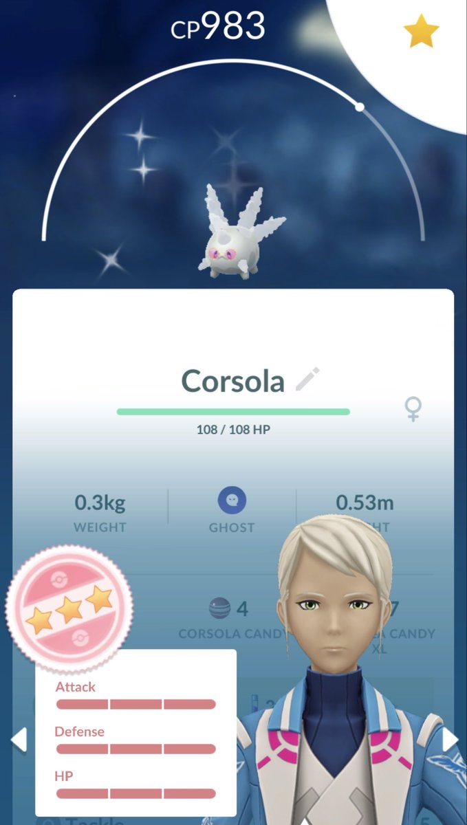 RM881616's tweet photo. Shundo Corsola with glasses from research!! 
#pokemongo https://t.co/yZtyQkOkbd