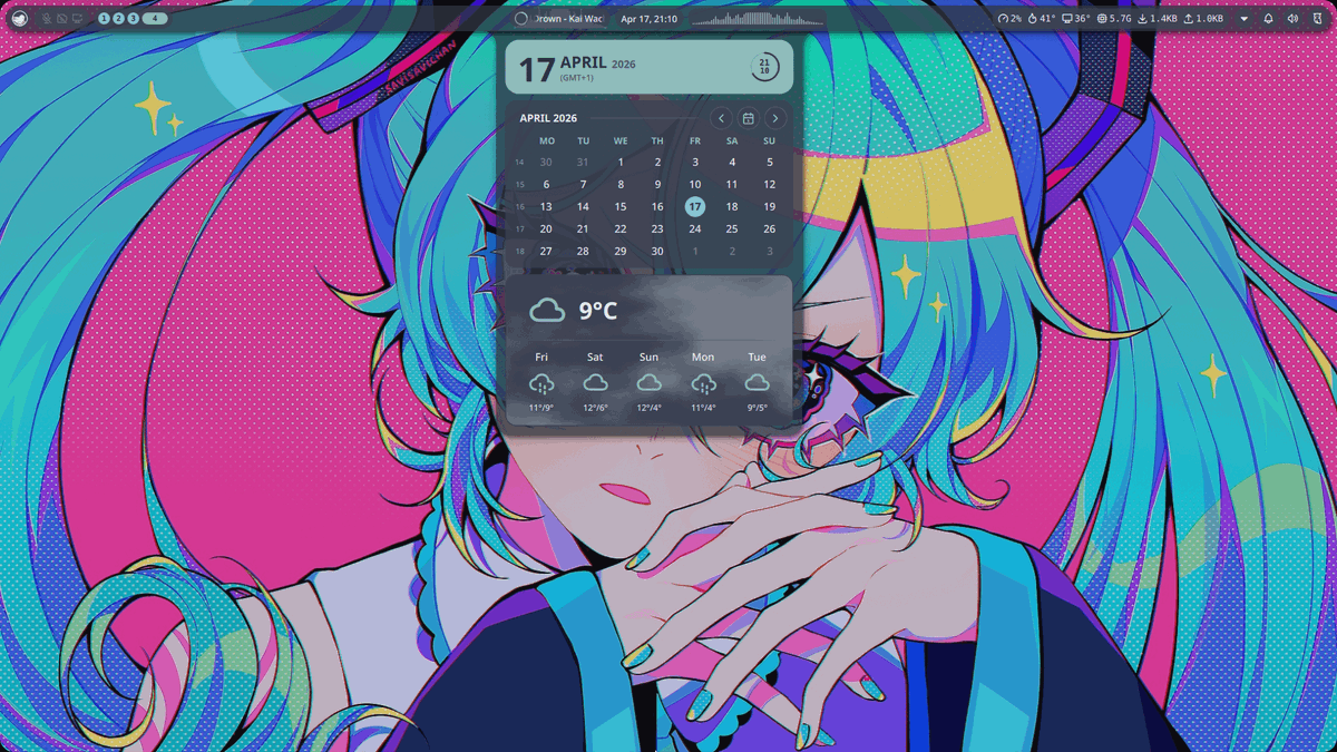 bot_unixporn's tweet image. [niri]  Miku Candy - Noctalia Shell
Link: redd.it/1socl2e

#unixporn #linux #screenshot