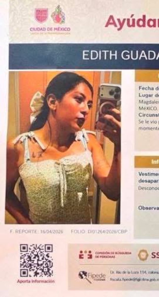 Como mexicanos esto debe hervirnos la sangre del coraje.

Edith Guadalupe desapareció tras asistir a una entrevista de trabajo.

Su madre acudió a la <a href="/FiscaliaCDMX/">Fiscalía CDMX</a> de <a href="/BerthaAlcalde/">Bertha Alcalde Luján</a>, la del nepotista Clan Alcalde.

La familia de Edith llevó incluso la ubicación del edificio en el