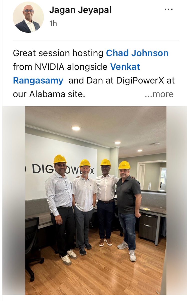 $DGXX 🚨🚨🚨

Venkat, Director of Engineering at $ORCL 
Chad, Senior Solutions Architect at $NVDA 
Meeting at DGXX Alabama Site with Digi’s CTO Jagan

How can you not be excited?! I’m telling you stock of 2026!