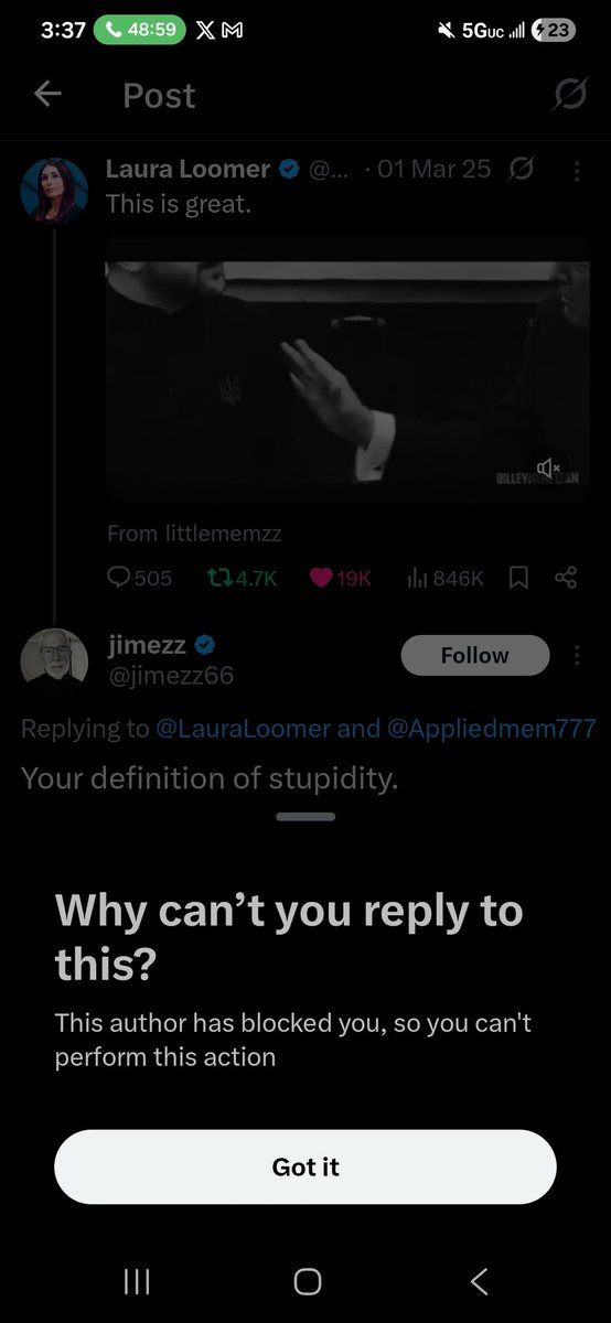 Appliedmem777's tweet photo. @m1ndhunter_x @jimezz66 @visegrad24 Lol, thought you'd appreciate what a loser this guy is. Went through my feed, called me stupid and blocked me. (It's you're btw Jimezz) I guess we can call you Jizz for short. 😂 https://t.co/WUCgFU4na4