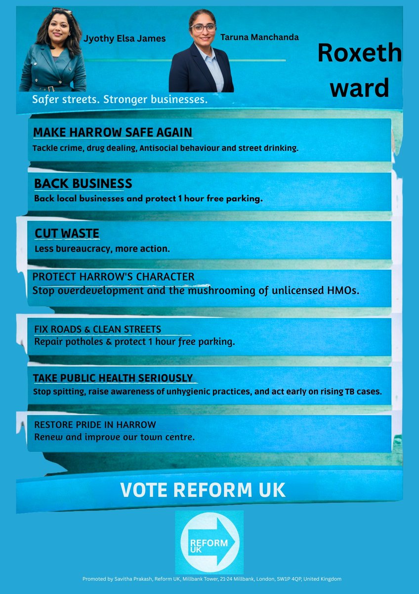 HarrowReformUK's tweet photo. TIME FOR REFORM in Harrow
#ReformUK #Roxeth #Harrow #London #politics #hope #TimeForReform https://t.co/ZtqTK14f3x