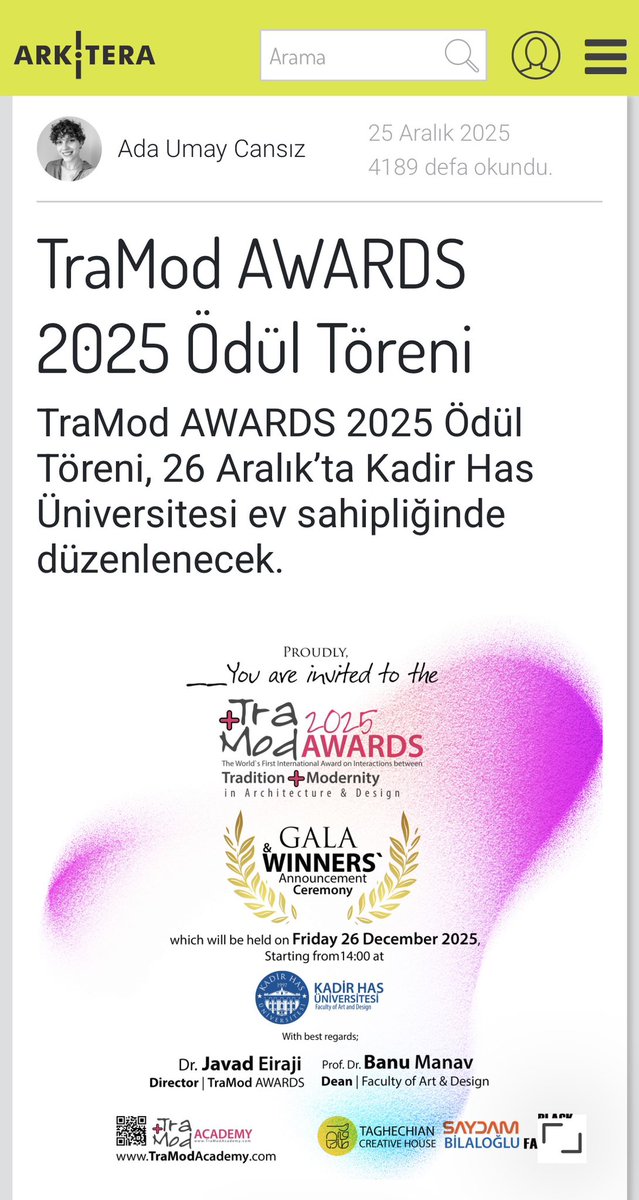 TramodAcademy's tweet photo. Media coverage of 
TraMod AWARDS 2025 
gala ceremony and announcement of the winners
by different news agencies!

✅📢 STAY TUNED FOR THE OFFICIAL VISUAL REPORT by TraMod ACADEMY 
Directed by: @javadeiraji 

https://t.co/gsWFMfKKTG

#tramod #tramodawards #tramodacademy https://t.co/ksOFNVd5s1