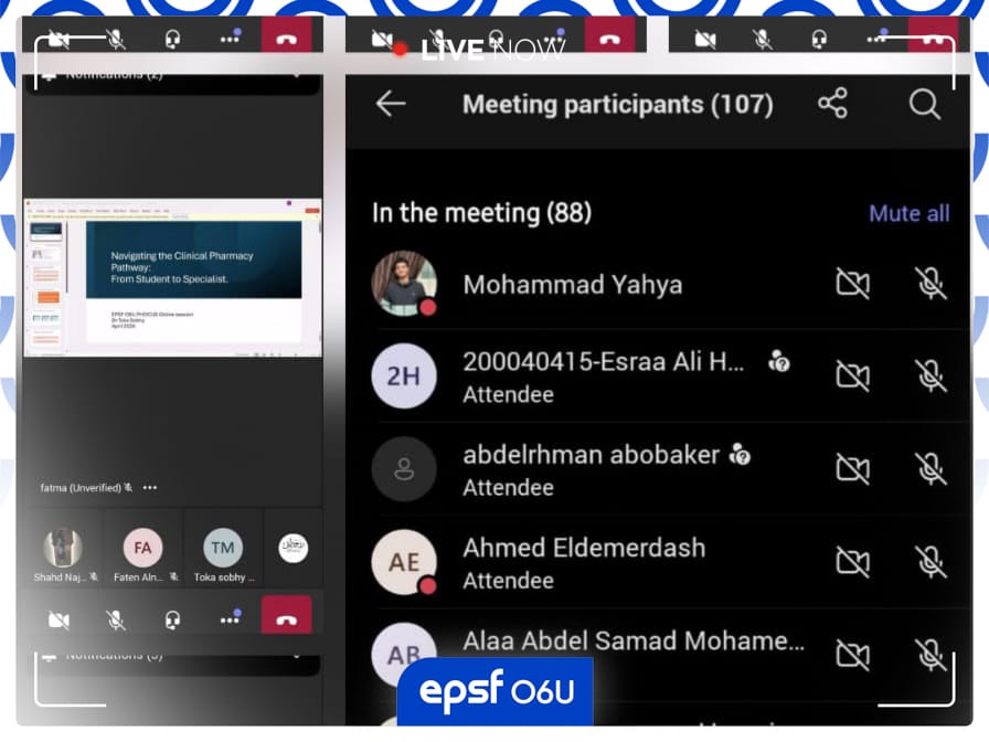 EPSFO6U's tweet photo. 🚨 Live now
Step into the Clinical Pharmacy session with Dr. Toka Sobhy
This is where clarity starts 

#A_Career_Pioneer 
#PHocus 
#EPSF_O6U https://t.co/vVTSOBVxPp