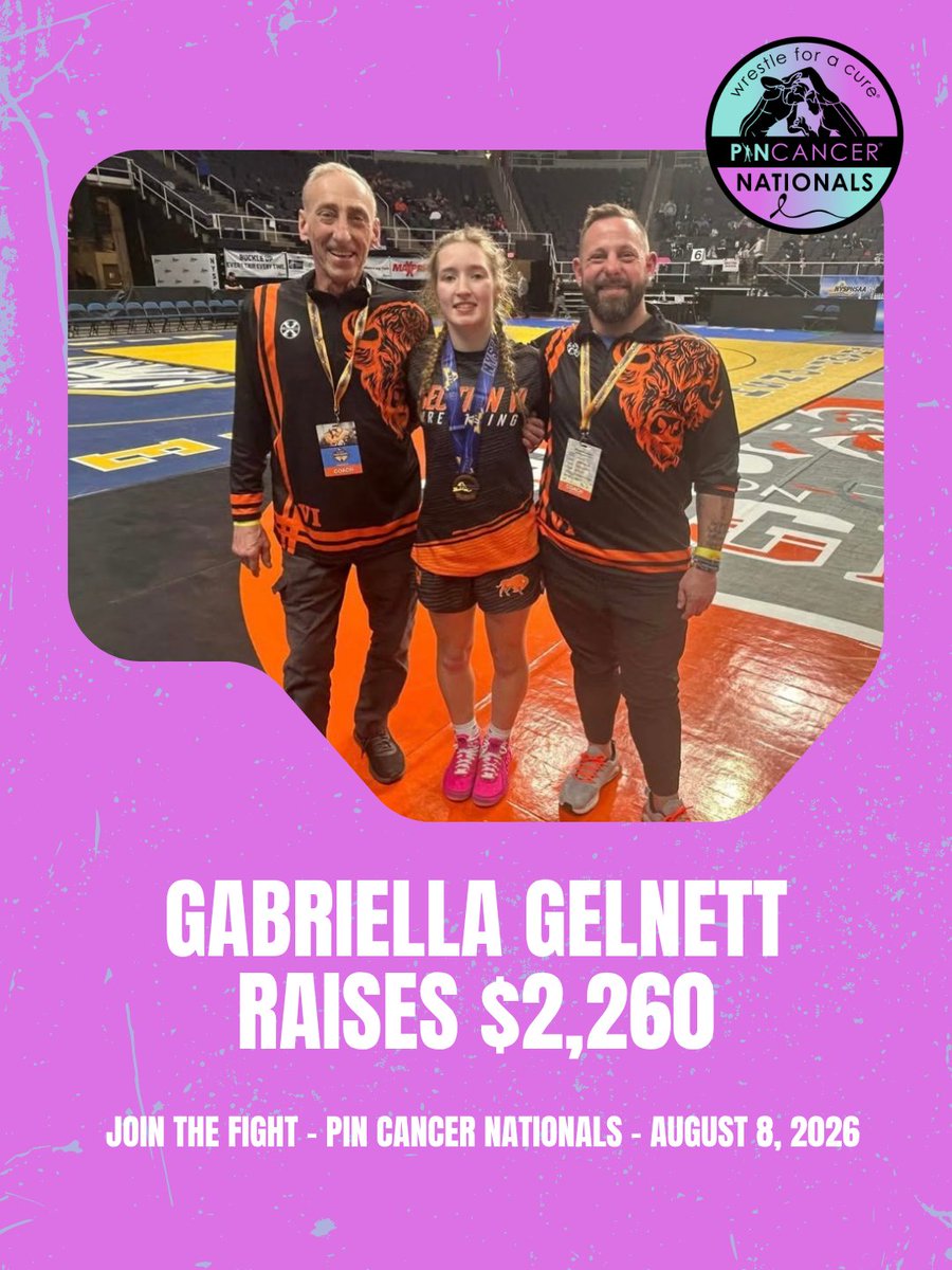 PinCancer's tweet photo. Our #PinCancer Nationals Fundraiser of the week! Join Gabriella this August and compete for a bigger cause. Sign up, raise donations, do good and earn @the_rudis wrestling gear for your efforts. https://t.co/P8wdkvpshf