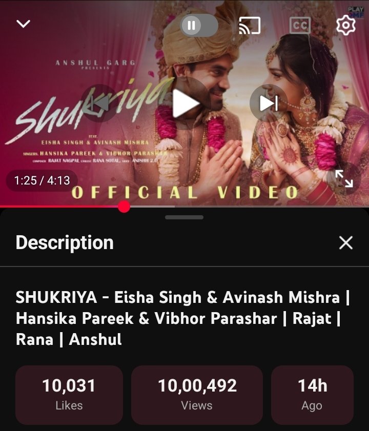 shoaib_0926's tweet image. We just crossed 1M views and it feels unreal 🤍✨
All this love and support means everything, thank you for making it so special 🥹💫
Let’s keep streaming and take it even higher 🔥 #Shukriya #Avisha #AvinashMishra #EishaSingh