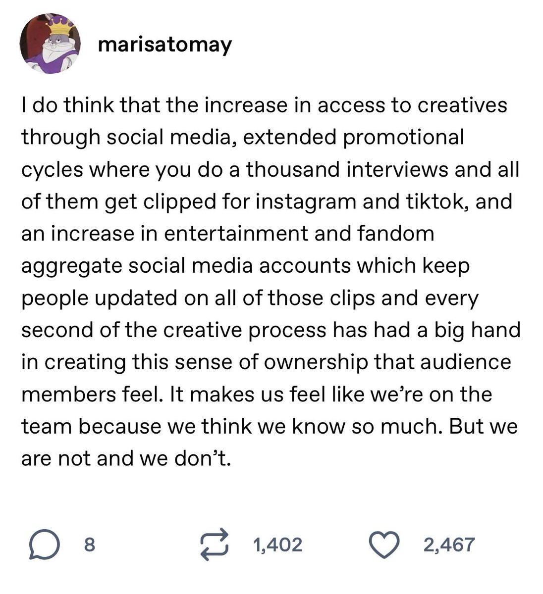 Been ruminating on this and, after a few days of people actually being pretty normal about it on tumblr, I thought I’d share it here.