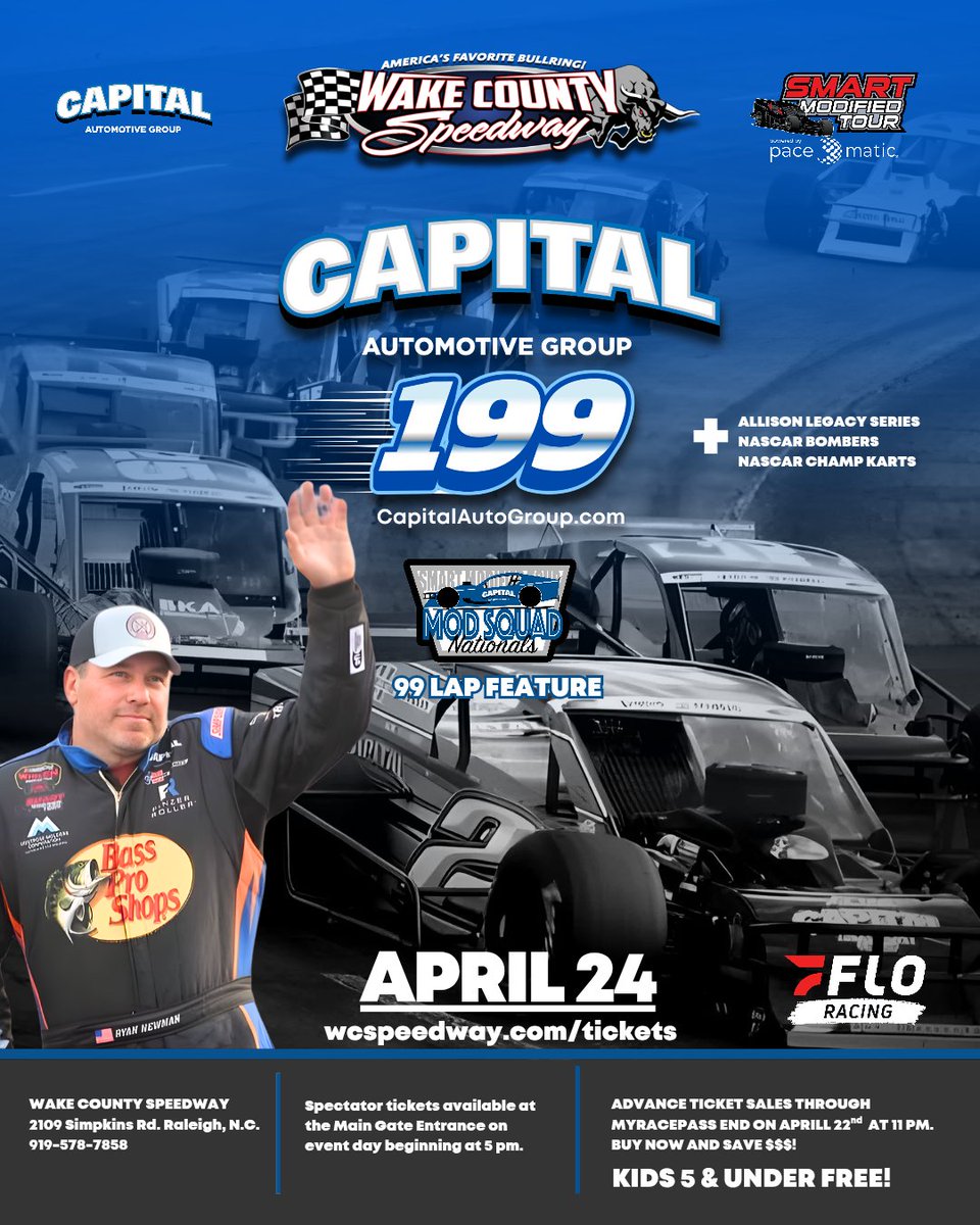 WCSpeedway's tweet photo. Countdown to the @SMARTMods_ at America's Favorite Bullring!
Get your tickets now at https://t.co/4YPPAIOBxy 🏁
#CapitalAutoGroup199 #SMARTMods @RyanJNewman 
#CapitalFord #CapitalChevrolet #CapitalCJDGarner https://t.co/axS4sQafMu