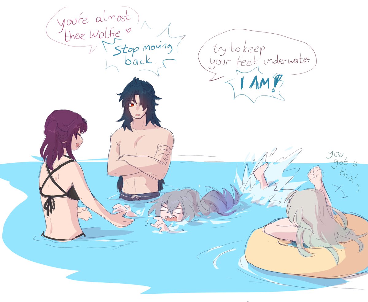 stellaron hunter swimming lesson (theres probably so much she never got to do/learn as a child😭) #hsr #silverwolf