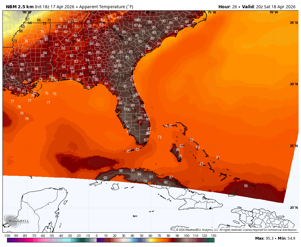 PC_WeatherBoy's tweet photo. Wow, looks like we're in for a scorcher this weekend across the SEAST! ๐ฅ Get ready for some seriously hot and dry weather. โ๏ธ Stay hydrated and stay cool, everyone! #SEAST #Heatwave #WeekendVibes #DryWeather https://t.co/jk6Fbt4GT3