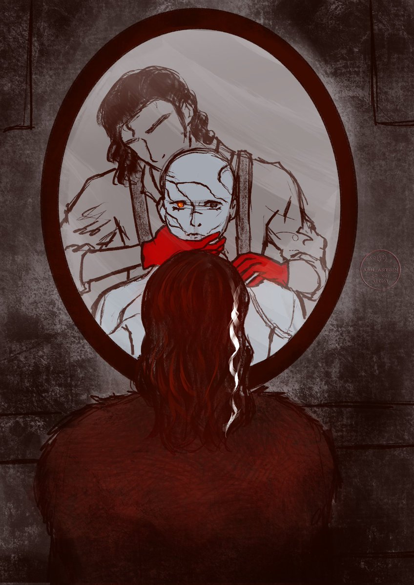 ash_artbin's tweet image. mirror 🪞 
#frankenstein2025_one_hour_drawing #frankenstein #vicreature