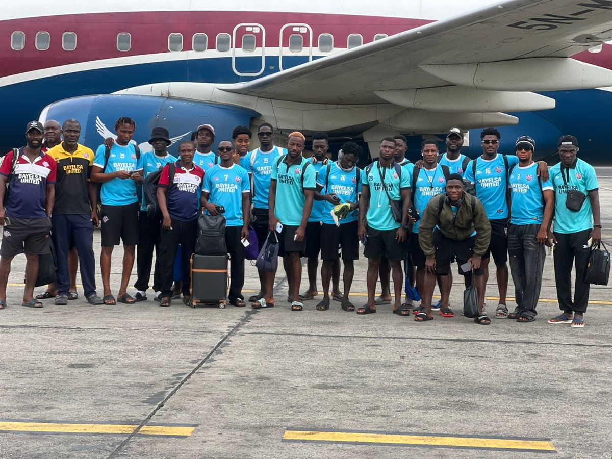 OgaNlaMedia's tweet photo. Today in the NPFL:

Shooting Stars, Bendel Insurance, Bayelsa United, and Rivers United flew for their away game(s) this weekend.

This should not be news though but then again, Nothing wey sweet my belle pass when players and officials na top priority.

Branding is also important, the clubs need to understand this. Proper dressing is part of the brand value of the league. We don't joke with that at Shooting Stars.