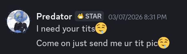 DaddosoBello's tweet photo. Exposing a disgusting user.
"FemboyEarth" This user has been constantly sexually harrassing user on discord, if you have any contact with them please block them and report. Constantly asking for nudes AND sending nudes to other user (MINORS) WITHOUT their consent.
#discord #pedo https://t.co/OhPG4cdrGy