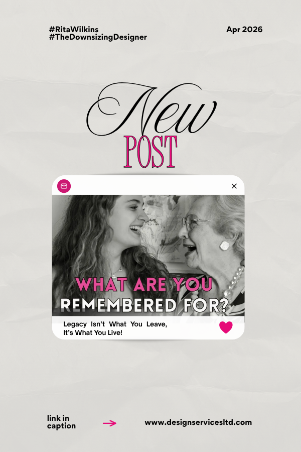 Iam_RitaWilkins's tweet image. Legacy isn’t what you leave behind, it’s how you live each day 💗 This video shares a simple shift to create meaning, impact, and purpose now ✨ 

🎥 Watch here:  zurl.co/QkShA

#RitaWilkins #TheDownsizingDesigner #Declutter #Downsizing #Minimalism