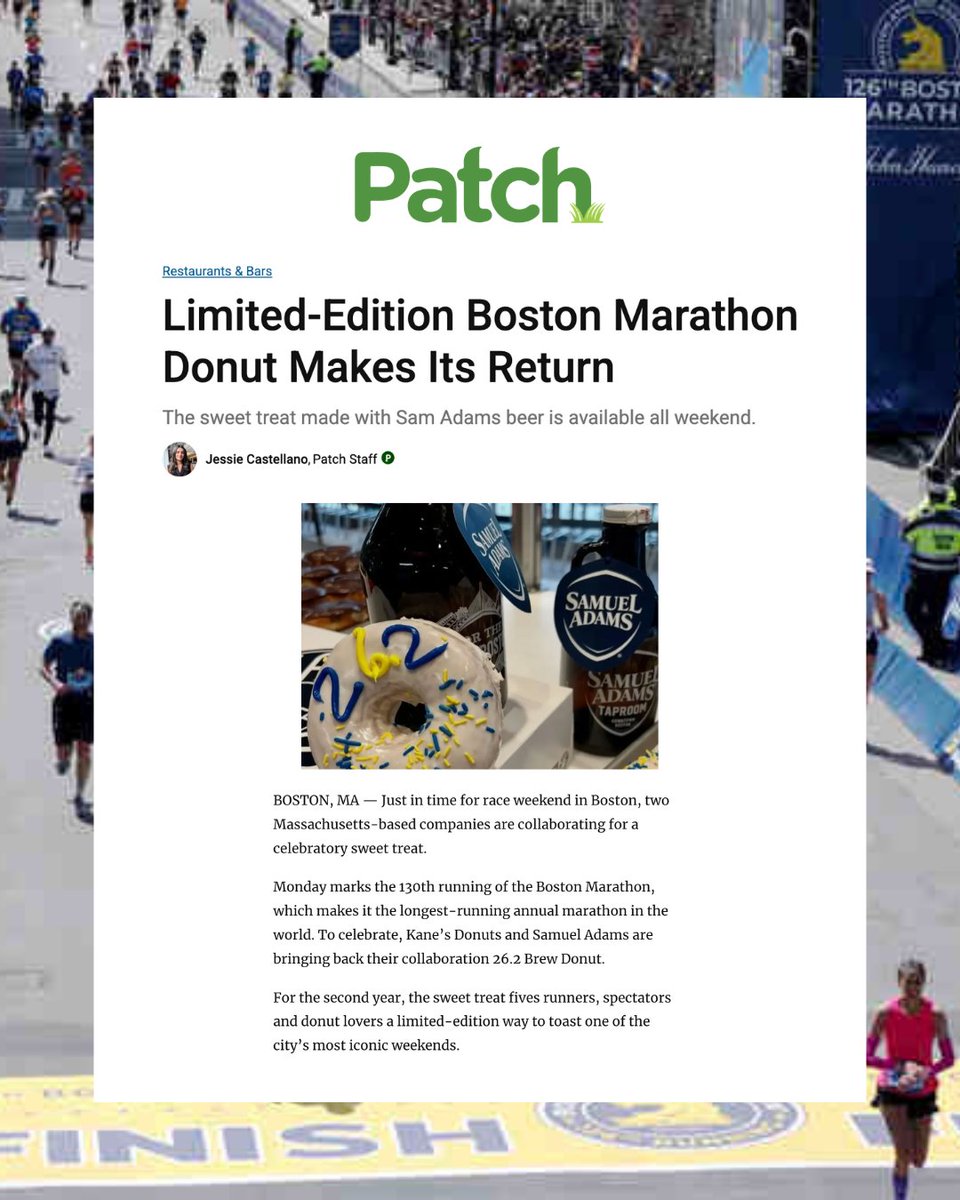 dpacomm's tweet photo. Boston Marathon weekend 🤝 our clients

🍩 Kane’s x Sam Adams 26.Brew
🏟️ Banners (40-ft screen + runner perks)
🥞 South Street Diner $10 pancake carb load
🍝 Prezza weekend specials

Love seeing the coverage roll in. Good luck to all runners! https://t.co/DRLOxMTJCR