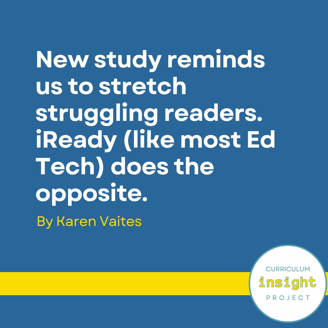 karenvaites's tweet photo. A new study on how to accelerate reading growth touches every big conversation in literacy.

Starting with the debates about iReady.

New from me, featuring a study by @jakeddowns, Freddy Hiebert, Kristin Conradi Smith, and Katie Martz. https://t.co/5gJFeCVuZG