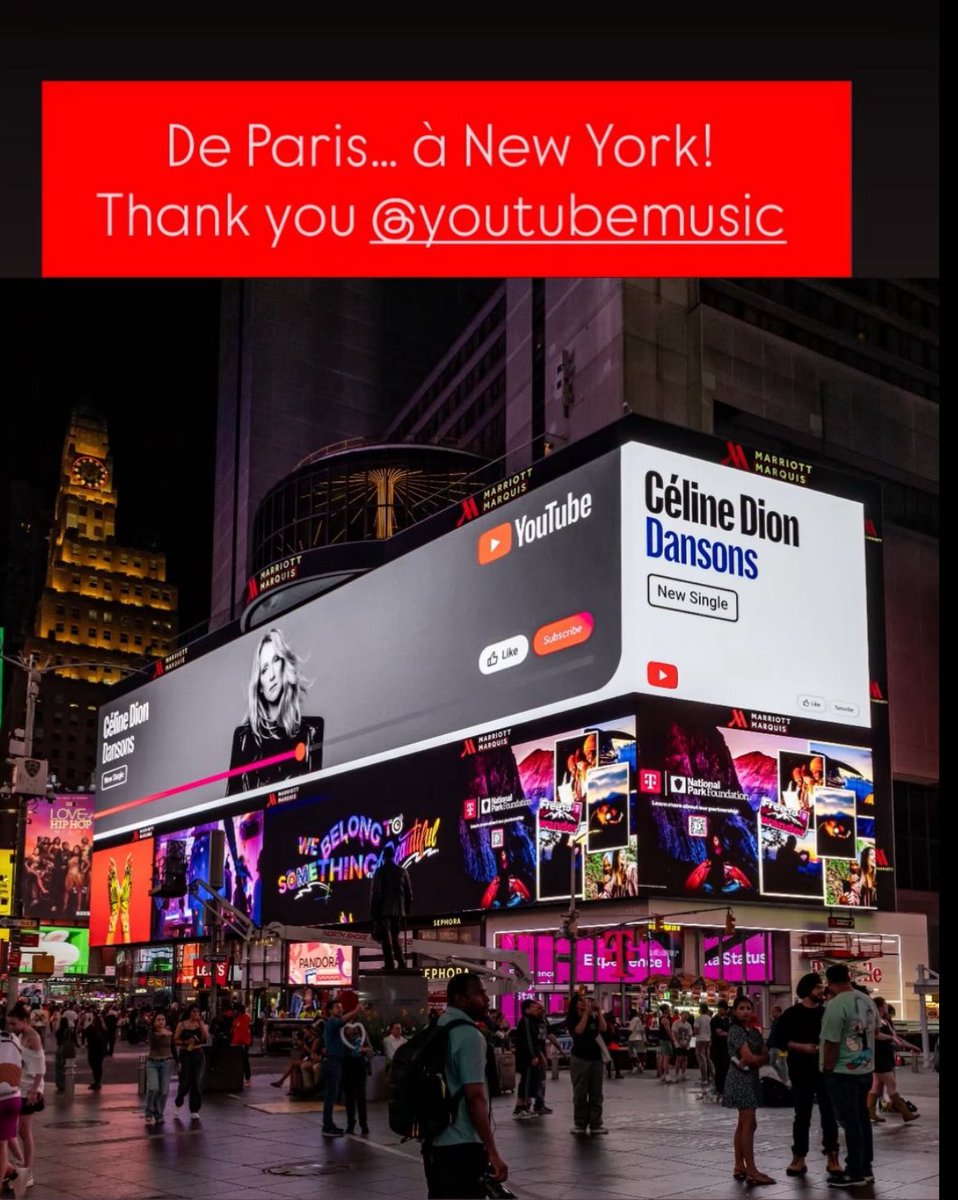 NewsDion's tweet photo. ❤️🫶 #CelineDion à l'affiche pour la sortie de son nouveau titre "Dansons", comme à Toronto et New York  🫶❤️ https://t.co/udTRS9IWpE