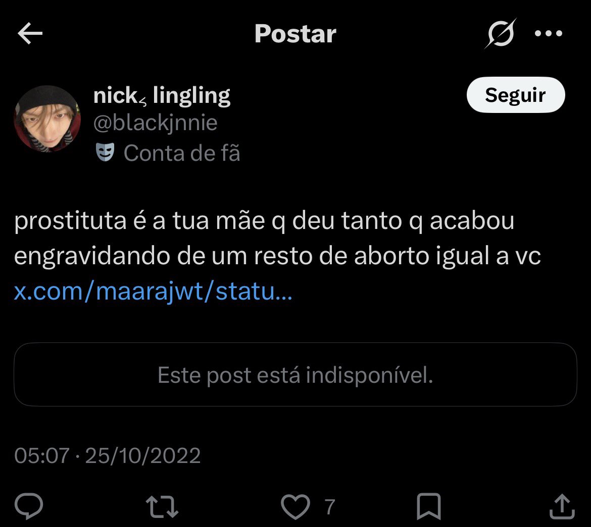 engraçado que a pauta de misoginia só serve quando ela é usada a favor de suas favoritas certo, nick? mas quando é beneficente a vocês a ser misógino com alguém, é totalmente permitido não é? kkk