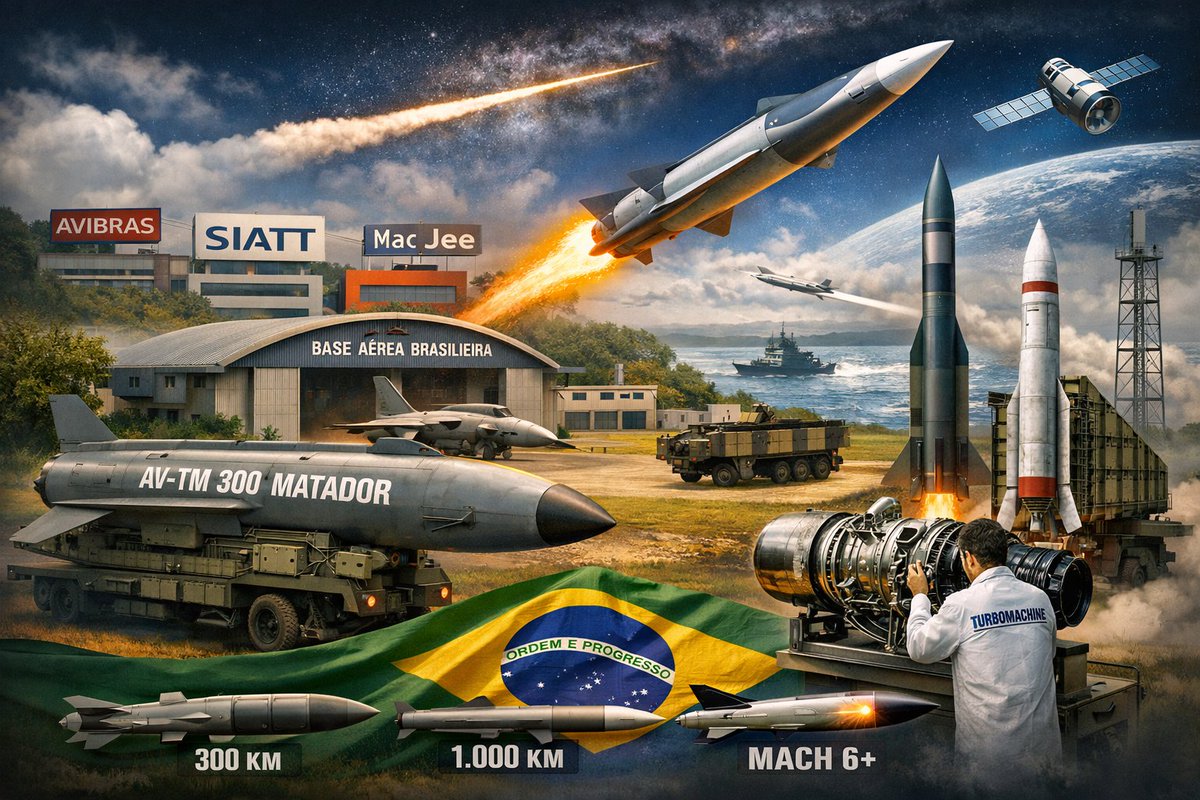 DefenseLrca's tweet photo. O arsenal de mísseis que o Brasil está desenvolvendo
- Da crise da Avibras ao surgimento de novos players, o país acumula projetos de mísseis de longo alcance que podem redefinir sua postura estratégica 
#Avibras #SIATT #MacJee #PlasmaHub #Turbomachine
https://t.co/17j5aQjHrx https://t.co/kOs8eQJmde