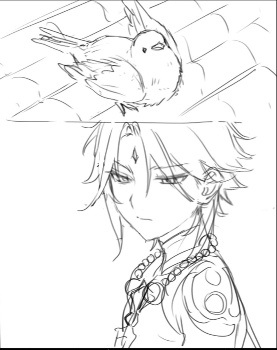 The injured bird he saw at the inn’s eaves must have reminded of himself from past when  morax saved him and gave him a name.