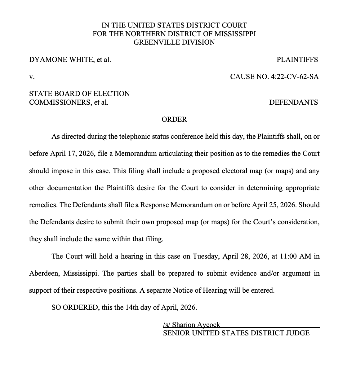 RedistrictNet's tweet image. #NEW: Plaintiffs challenging Mississippi’s Supreme Court districts have submitted three proposed remedial maps.

Defendants will have an opportunity to respond, and a hearing will be held on April 28 in Aberdeen, Mississippi. storage.courtlistener.com/recap/gov.usco…