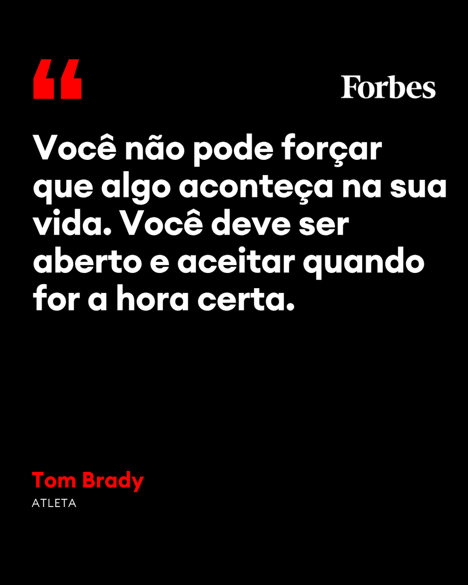 ForbesBR's tweet image. Tom Brady é um jogador de futebol-americano aposentado. Ele fez sucesso jogando como quarterback do New England Patriots.

#TomBrady #Paciência #Sucesso #Objetivo #FraseDoDia #ForbesBR