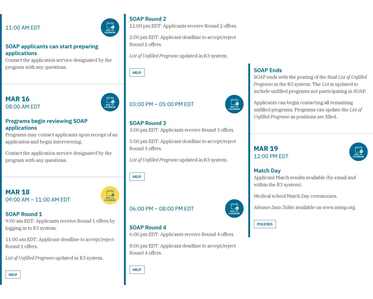 AhmadRehanKhan's tweet photo. 𝗠𝗮𝘁𝗰𝗵 𝟮𝟬𝟮𝟳 𝗖𝗮𝗹𝗲𝗻𝗱𝗮𝗿:
KEY DATES 

Planning early makes all the difference 👇

📚 Jun 1 – Sep 23: Research programs, build your target list

📝 Sep 15: NRMP registration opens (create R3 account)

⏳ Jan 29: Standard registration deadline

📊 Feb 1: Rank Order List (ROL) opens

⚠️ Mar 3: ROL certification + ECFMG verification deadline (critical for IMGs)

📅 MATCH WEEK BREAKDOWN

📌 Mar 15 (Mon):
• Match status released (matched / unmatched)
• SOAP begins
• Access list of unfilled programs

📌 Mar 15 (later):
• SOAP applicants start preparing applications

📌 Mar 16 (Tue):
• Programs begin reviewing SOAP applications
• Interviews may start

📌 Mar 18 (Thu): SOAP Offer Rounds
• Round 1: 9 AM → decision by 11 AM
• Round 2: 12 PM → decision by 2 PM
• Round 3: 3 PM → decision by 5 PM
• Round 4: 6 PM → decision by 8 PM

📌 SOAP Ends:
• Final list of unfilled programs released
• Applicants can directly contact programs

🎯 Mar 19 (Fri): MATCH DAY
• Final results released
• The moment everything culminates

Bottom line:
Preparation, strategy, and timely action matter at every step.

https://t.co/M4Xnpt31d6

#Match2027 #ResidencyMatch #SOAP #IMG #MedTwitter