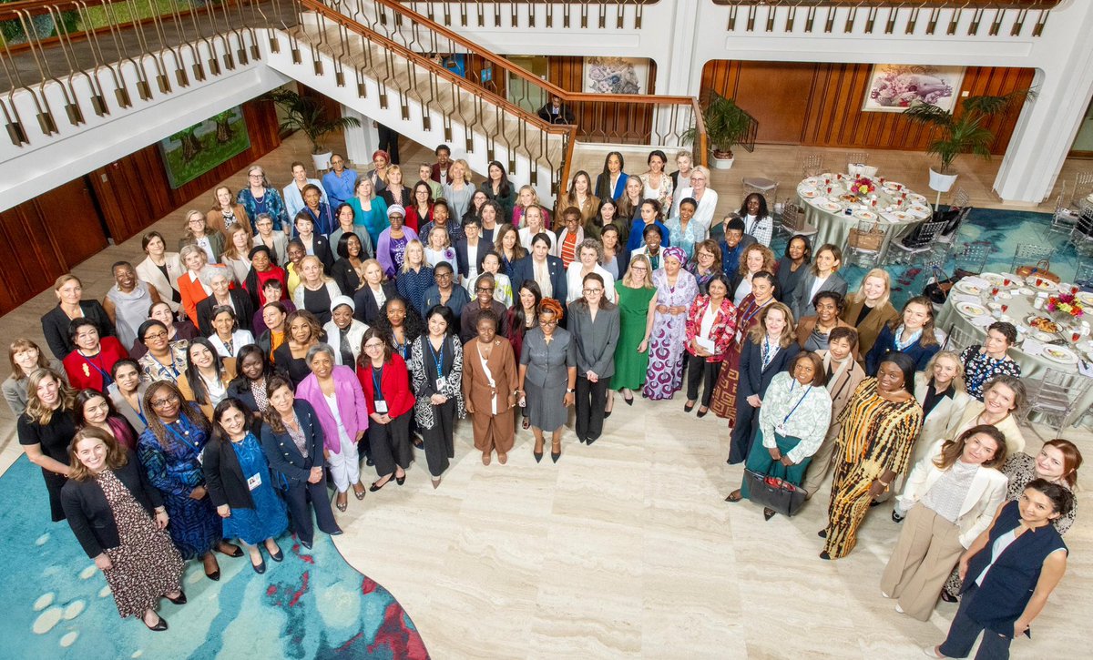 DCP_Haddadi's tweet photo. Day 4 at the Women Lead Breakfast during the @WorldBankGroup  #SM26, convened by @bjerde_anna , women leaders from across government, multilateral institutions, finance, business, and philanthropy gathered to reflect on the policy and investment choices needed to expand jobs and opportunity. 

Sincere appreciation to my dear sister, H.E. @AminaJMohammed , for her trailblazing contribution to advancing women’s leadership on the global stage. 

Women’s leadership is strategically necessary because it connects power to purpose, vision to people, and transformation to the lived realities of the people our systems are intended to serve.

#Women #WB #AU #SpringMeetings