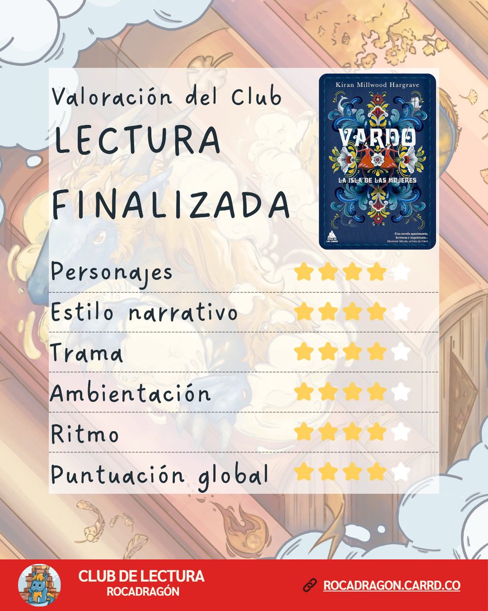 ¡Finalizamos la lectura de Vardo en el Club Rocadragón! 🐉📖

Un drama histórico brutal basado en hechos reales que nos ha dejado sin palabras.
