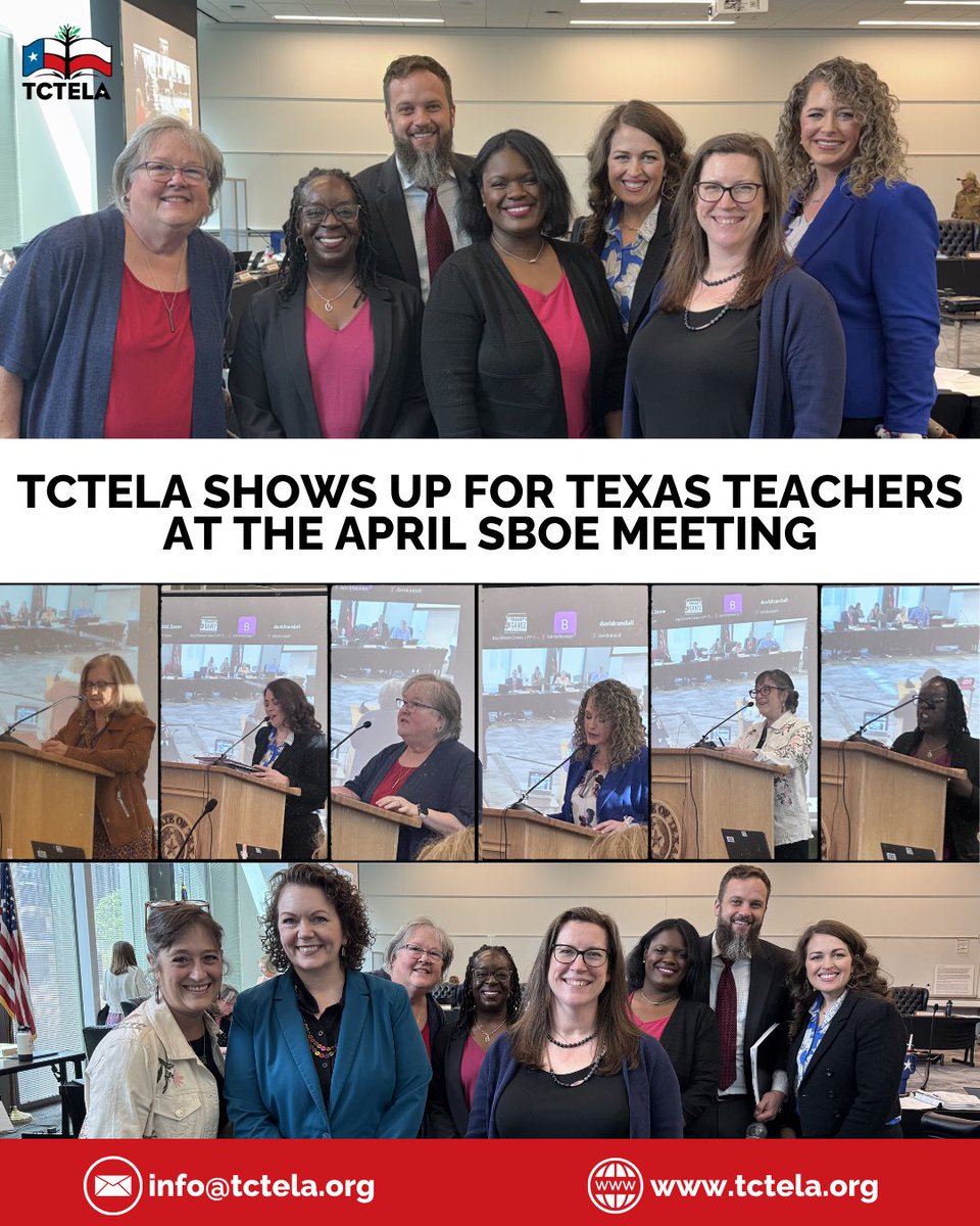 TCTELA's tweet image. TCTELA showed up for Texas teachers — and the work is far from finished. 💙
15+ members testified before the SBOE on April 7. The board gave preliminary approval on April 10. The final vote is in June.
Together, our voices are stronger.
🔗 texastribune.org/2026/04/09/tex…
#TCTELA #HB1605