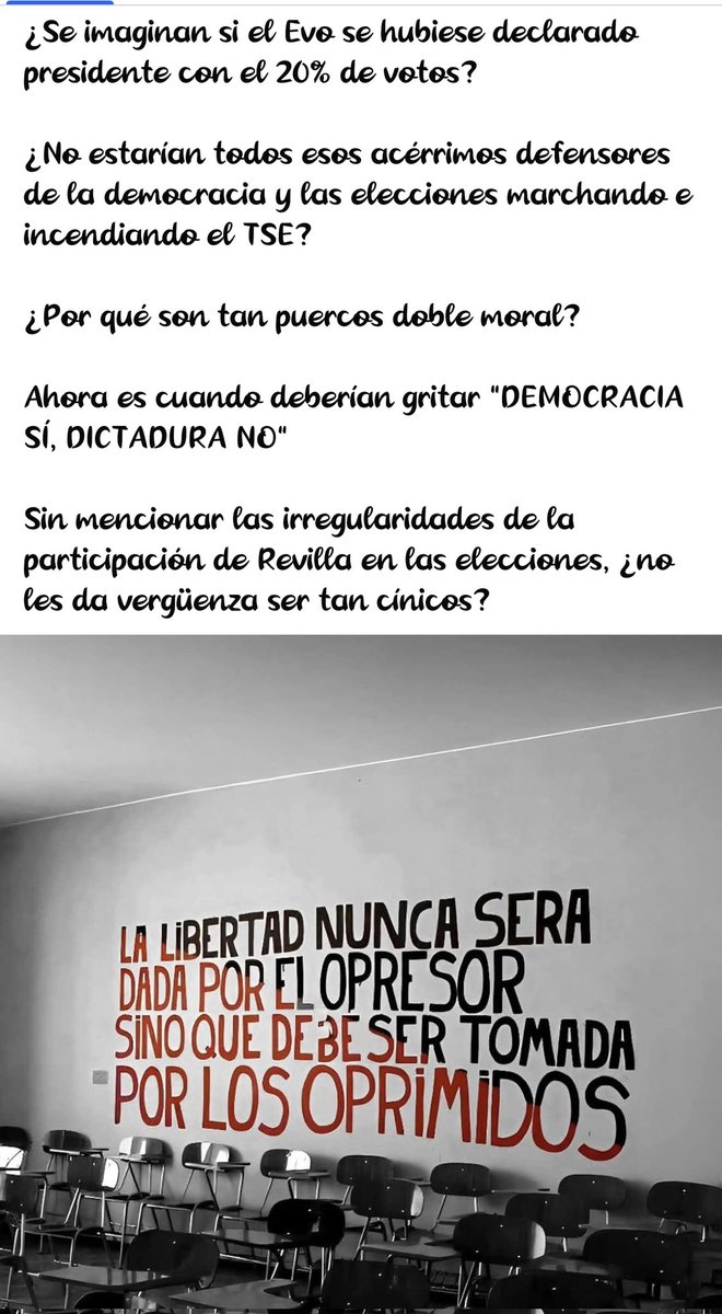 PatitaGastineZ's tweet image. Obvio que a vos, cerdo, que defiendes la "posesión" de #revilla NO TE IMPORTA LA #DEMOCRACIA.
A vos no te importa nada.
Hoy no gritas #SrgundaVuelta y aplaudes a un candidato ilegal e ilegítimo porque eres un #racista.