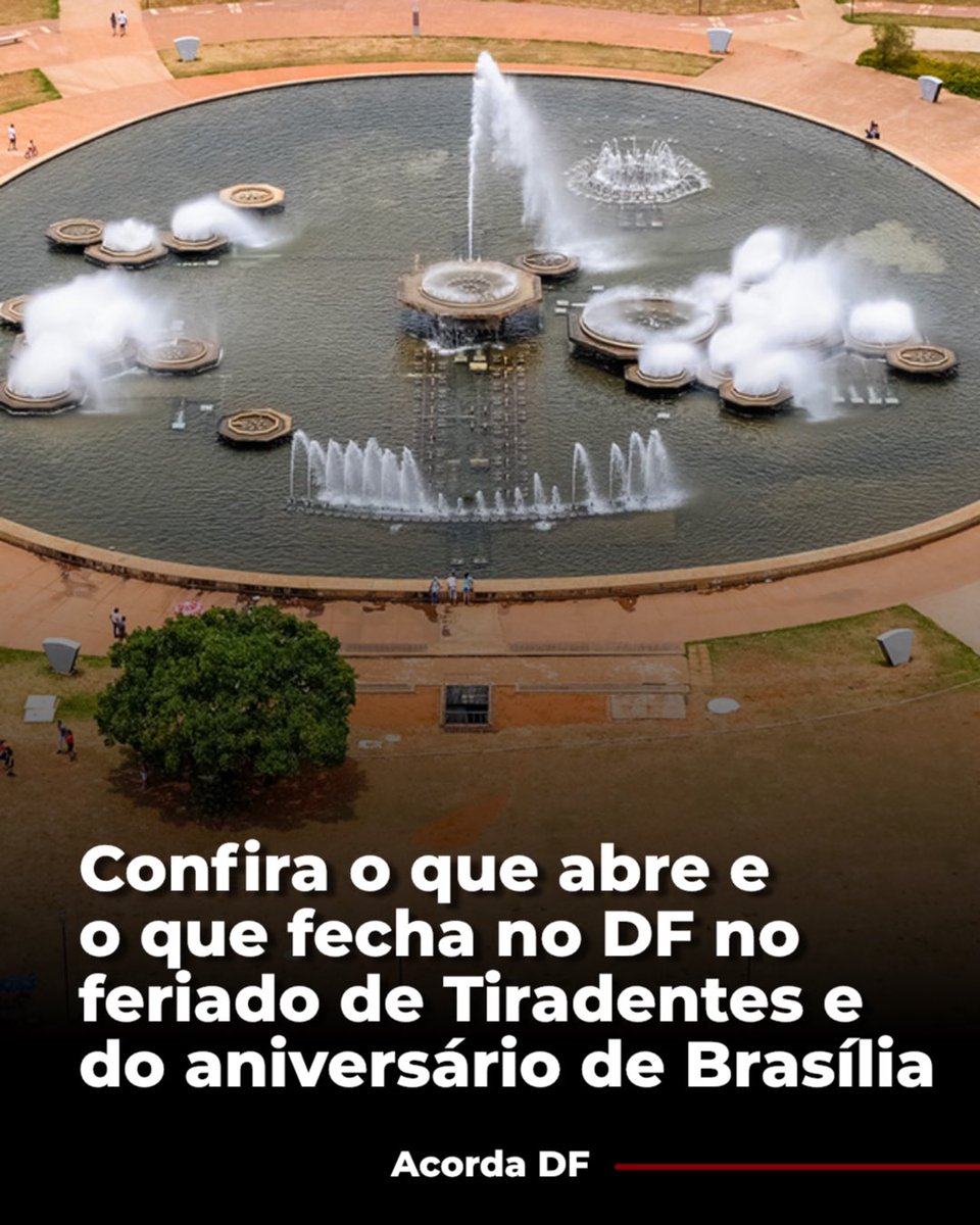 Celebrado na próxima terça-feira (21), o feriado de Tiradentes — quando também se comemora o aniversário de Brasília — provocará alterações no funcionamento de serviços públicos da capital federal ao longo dos próximos dias.

Leia mais: acordadf.com.br/noticias/brasi…