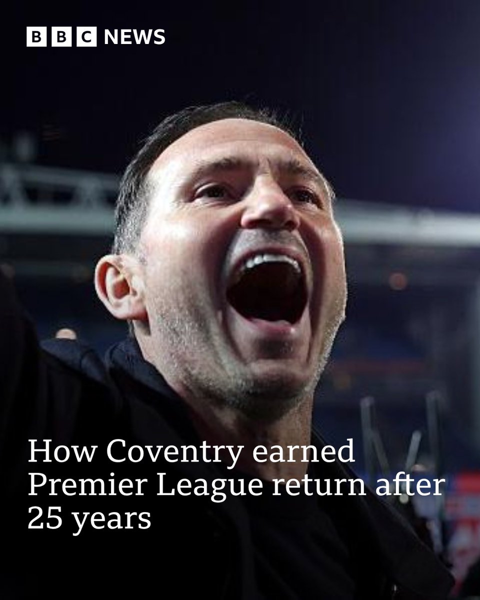 bbcmtd's tweet photo. After 25 years, Coventry are back in the Premier League.
Special report: https://t.co/ceEMGowznI https://t.co/qESW0OD6gU