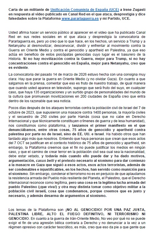 adrian0gonzale1's tweet photo. .@irezugasti a propósito de su vídeo en Canal Red donde ataca con falsedades a https://t.co/FRQsDy2OFh y a mi partido, UCE, le mando esta carta. Saludos.

Agresión a Venezuela
https://t.co/HggECyNPNF

Bases fuera
https://t.co/z1V29h3TCQ

Viva la República
https://t.co/4EVbyJvwiN https://t.co/TpPahIrI2D