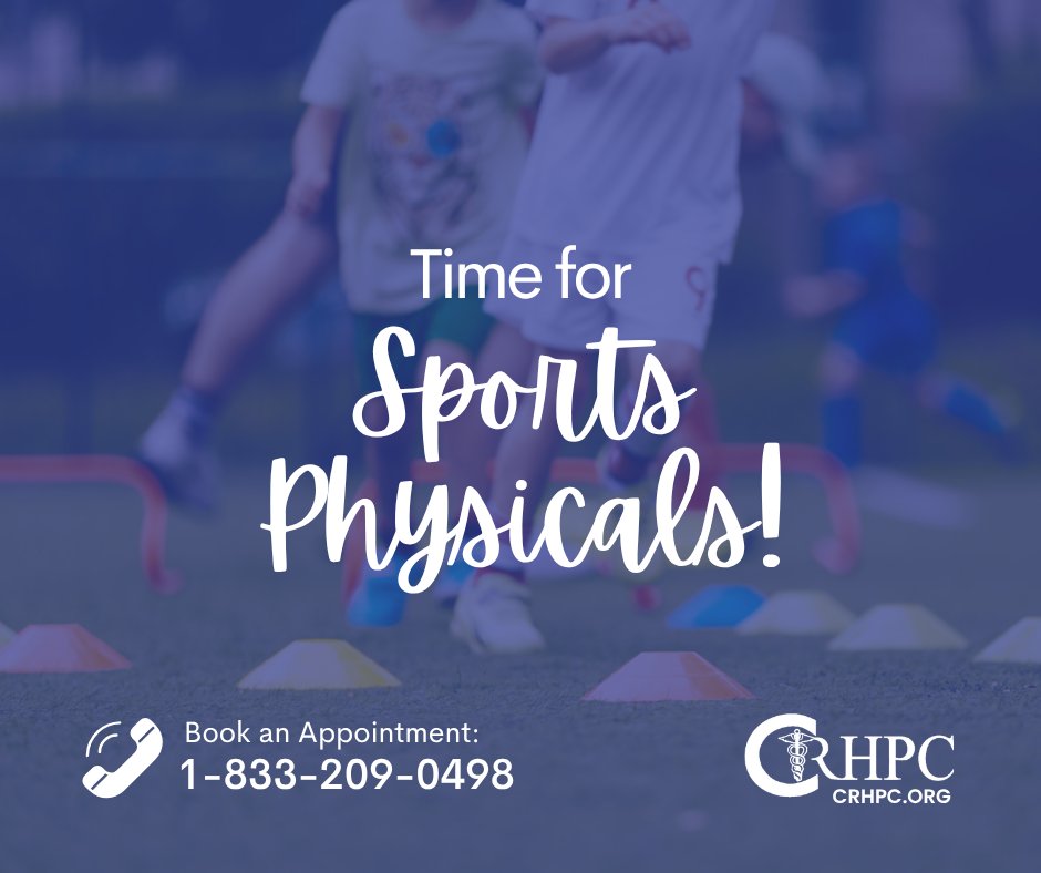 CRHPC's tweet photo. Make sure your child is ready for the season! 🏀⚽ Schedule their school or sports physicals at CRHPC to ensure they’re healthy, safe, and cleared to participate.

Call 1-833-209-0498 or visit https://t.co/8mZVU87sNZ.
#CRHPC #SchoolPhysicals #PediatricCare https://t.co/Bx7YH3Xkzb