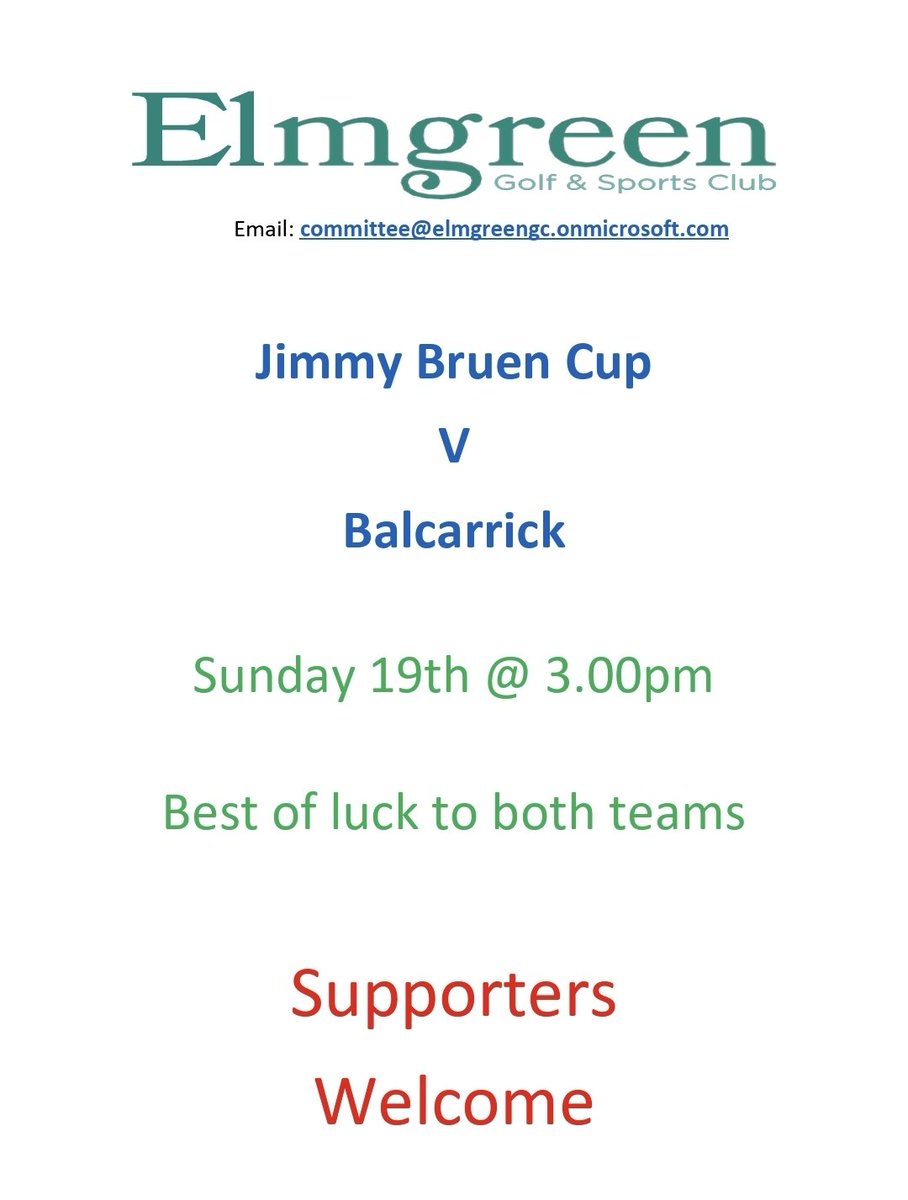 elmgreenmens's tweet photo. Interclub season has arrived! Best of luck to our Jimmy Bruen Cup Team who take on @BalcarrickGC this Sunday afternoon at 3pm. Supporters welcome at both courses https://t.co/yRcuDfoCwm