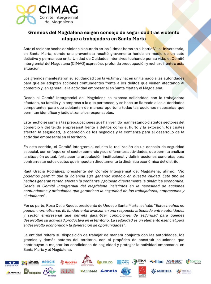 Comité Intergremial del Magdalena tweet media