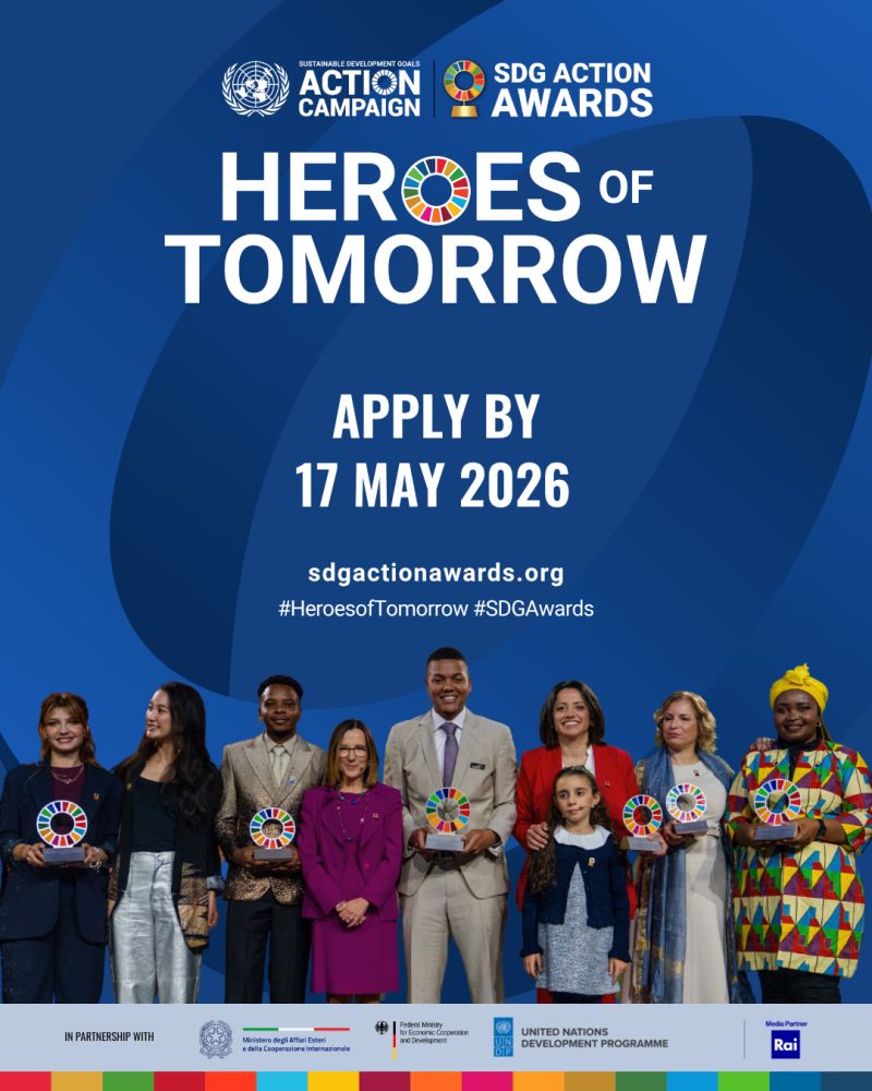opportunitiesfy's tweet image. 🏆 UN SDG Awards 2026
🌍 Global recognition
 🎓Coaching + exposure
 ✈️Rome event
📅 Deadline: May 17, 2026
🔗 Apply: wp.me/p23f03-kFD
#SDGs #Impact