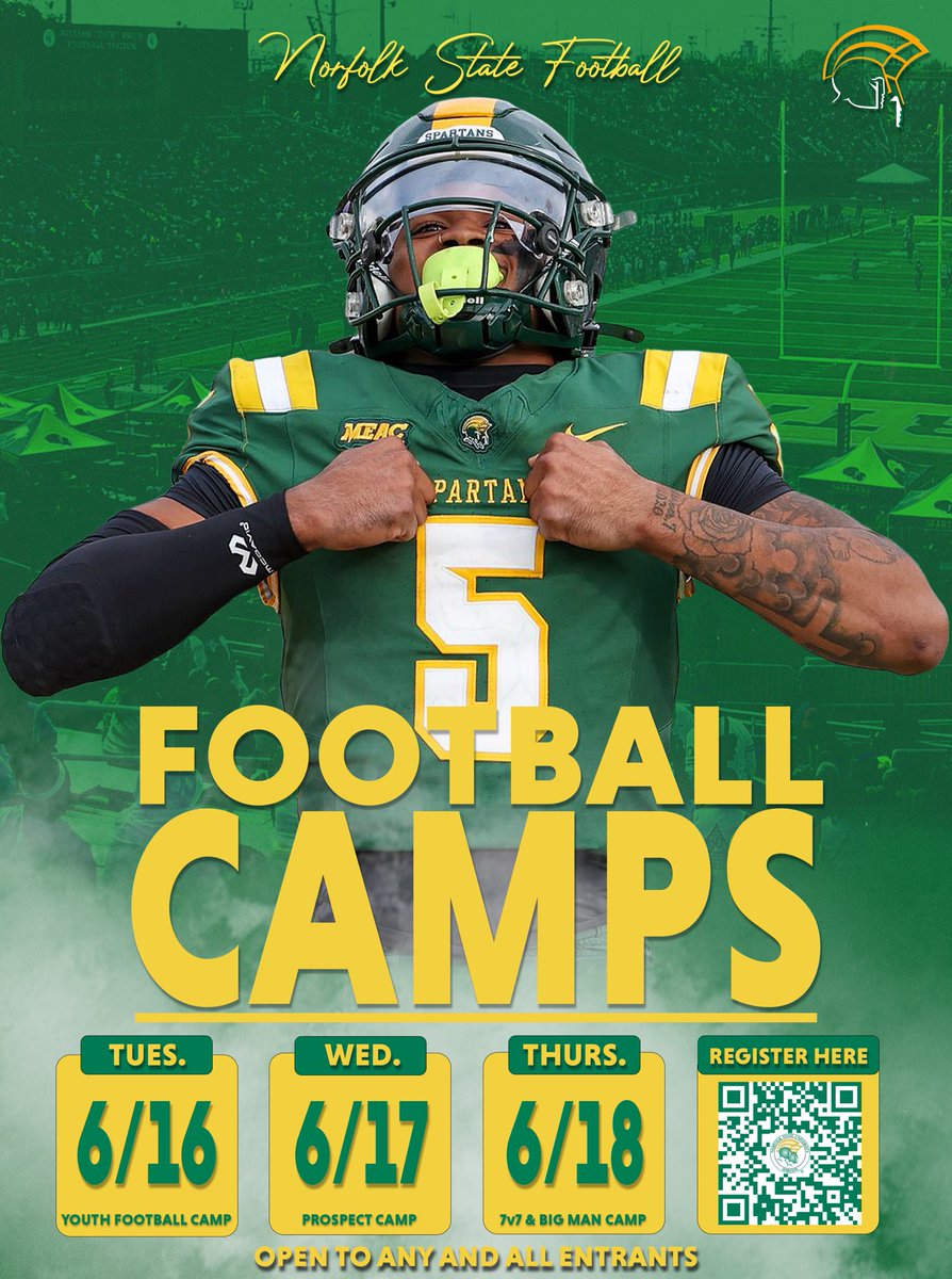 WyattMorris27's tweet photo. Truly blessed to receive an invite to the Spartan Elite Prospect Camp at Norfolk State! 🔰

Big thank you to @MichaelVick, @MarcusGildersl1, @LetitReign52 and the entire @NSU_FB staff for recognizing my film and the opportunity to come compete in person. Can't wait to get to work! 😤

#BEHOLD #SpartanStrong #RecruitVA #EliteProspect
