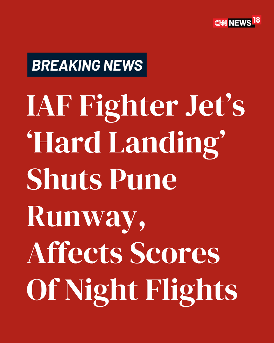CNNnews18's tweet image. The runway at Pune airport was temporarily shut late Friday night after an incident involving an aircraft of the Indian Air Force, officials said. Efforts are underway to restore operations at the earliest, IAF said in a post on X.

#IAF #IndianAirForce #PlaneCrash #PuneAirport