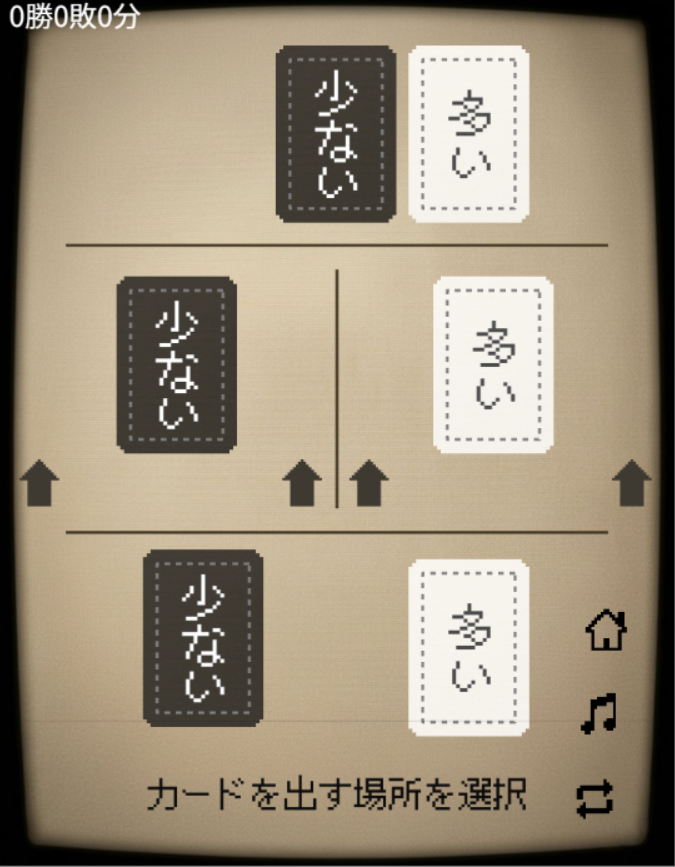 【電算多少遊戯】
３分ゲーコンテスト主催のやれやれさんの作品！
２種のカードの移動のみで勝敗を決める読みあいバトルゲーム！左側のカードの種類を増やすと難易度が上がるような？いや置いた方が勝てる確率が高まるのか？
#3分ゲー
yareyare760-game.wixsite.com/home/densan