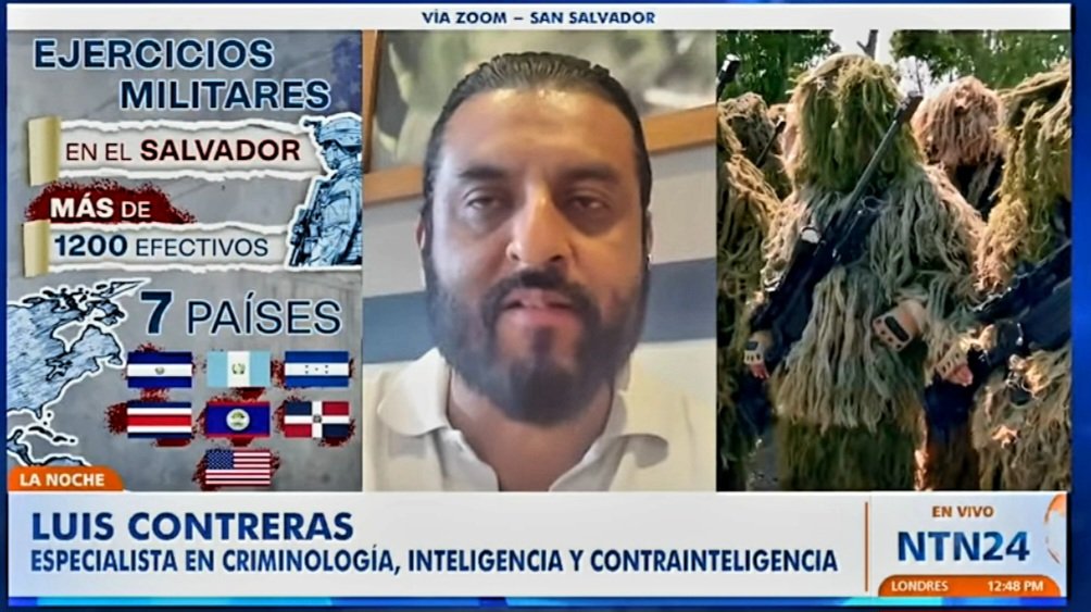 "Los ejercicios militares que estan realizando en El Salvador siete paises bajo la dirección de EE.UU 🇺🇲 es una acción derivada del Escudo de las Américas anunciado recientemente por Donald Trump." <a href="/NTN24/">NTN24</a>