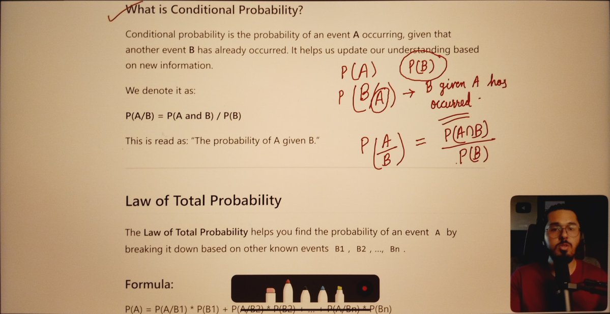rar_sachin001's tweet image. Understanding probability becomes more meaningful with conditions and new information.

#Data #Science #Journey – Day 40

🔹 Conditional Probability
🔹 Bayes’ Theorem

Learning how outcomes change with updated data.
#DataScience #Probability #LearningJourney